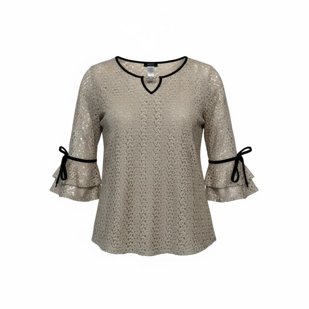 Onyx Apparel Women L Top Lace Cottagecore Boho Feminine Embellishment Career